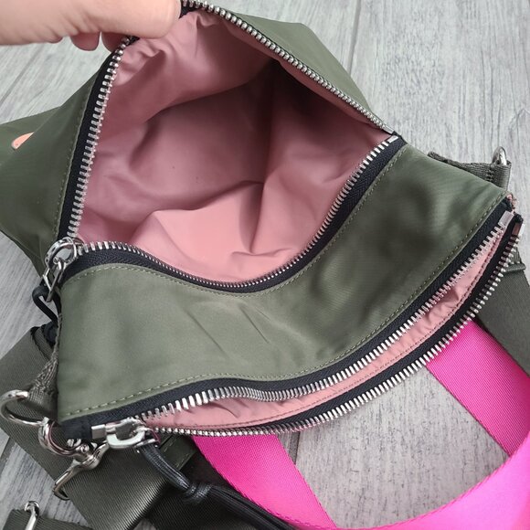 ShortyLOVE Crossbody Tote Bag Olive Green Pink Strap One Size - Picture 11 of 11